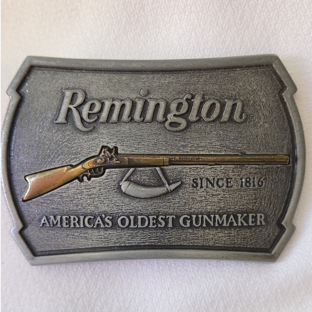 Remington Belt Buckle Mens Excellent 1976 Flintlock Rifle Limited Edition